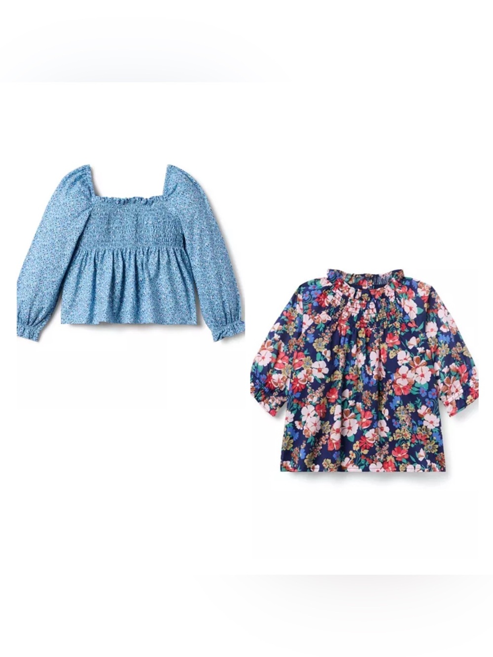 Two Janie & Jack Tops, Floral Ruffle & Ditsy Floral Smocked Tops, Size 4, NWT